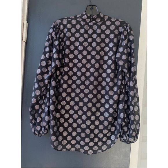 MICHAEL KORS Optic Foil Inverted-Pleat Top, Black Silver Blouse, Sz Small MP $98 - Picture 6 of 12
